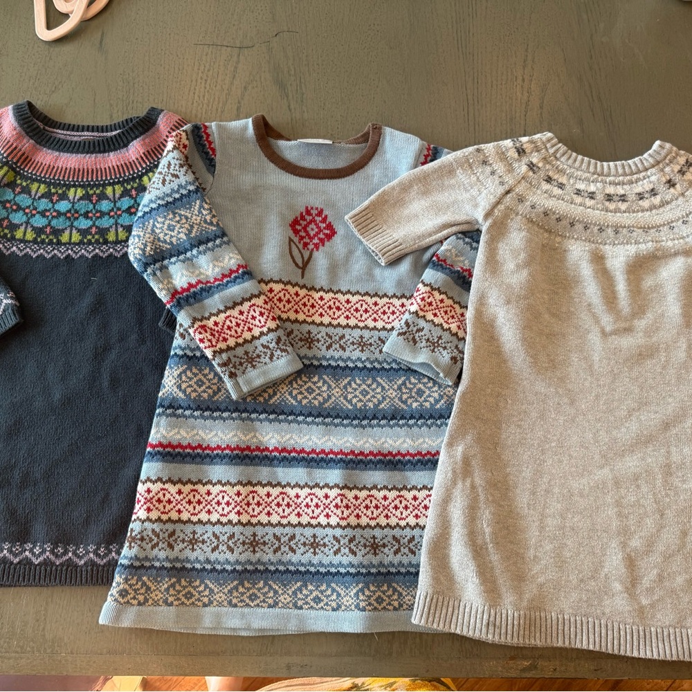 Tea and Hanna Andersson Sweater and Knit Dress Bundle Size 5